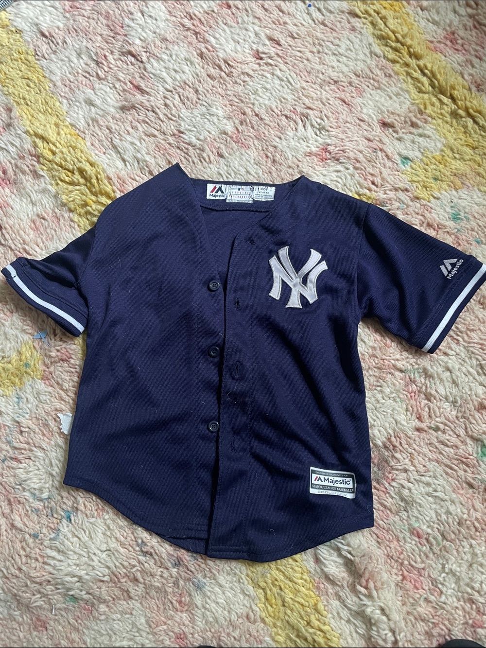 Vintage Majestic Navy New York Yankees Kids Button-Front Jersey 4t